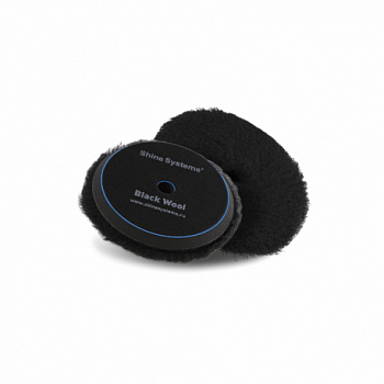 shine-systems-black-wool-pad---polirovalnyy-krug-iz-chernogo-meha-130-mm
